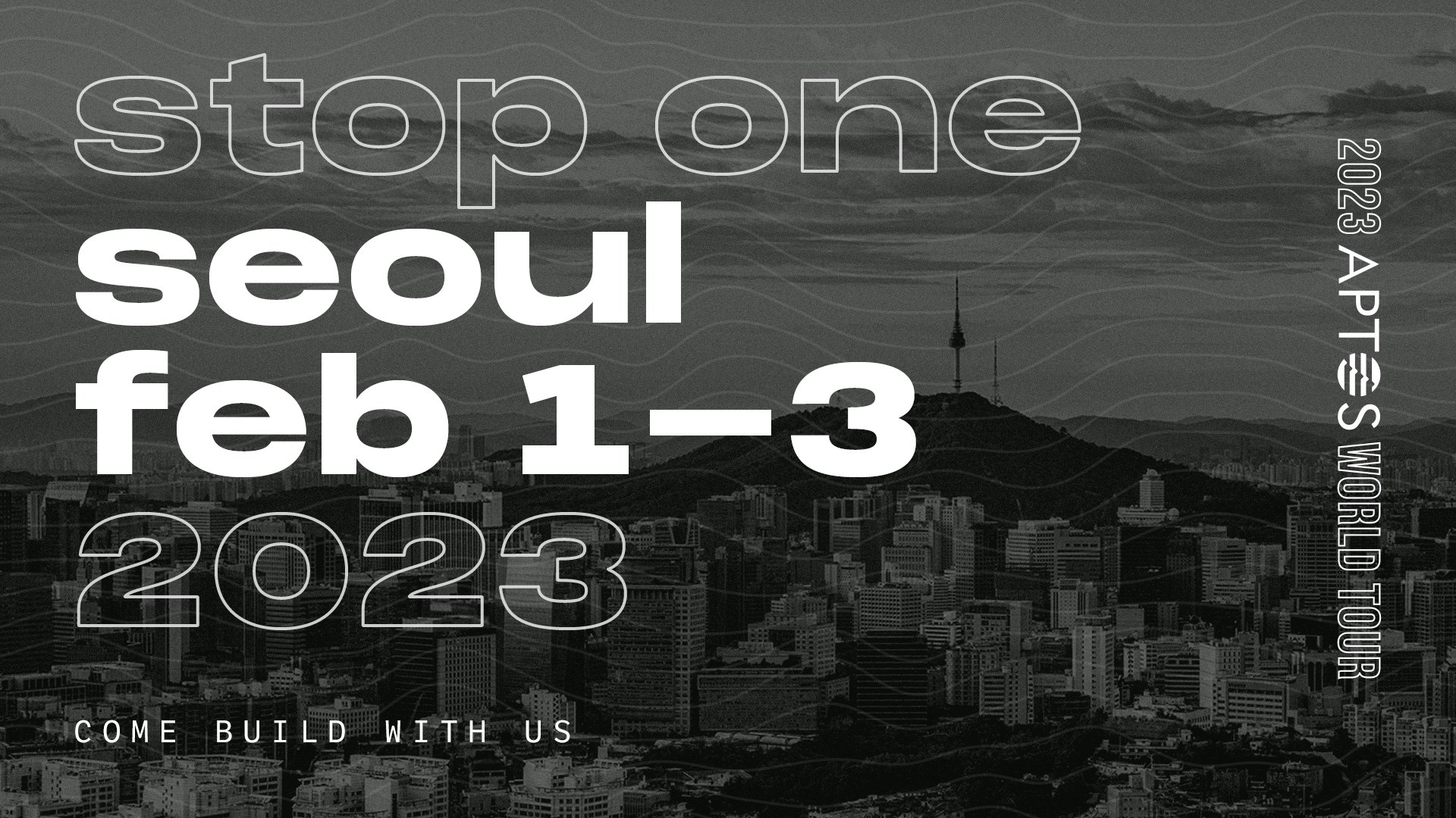 Aptos World Tour 2023 Announcement details Seoul, South Korea poster artwork